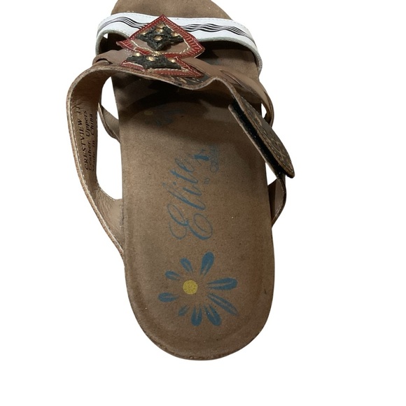 Elite by Corkys Women's Size 11 Cork Wedge Sandal Leather Adjustable Hook & Loop - Picture 9 of 10